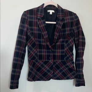 Cato Navy and Red Plaid Tartan Blazer